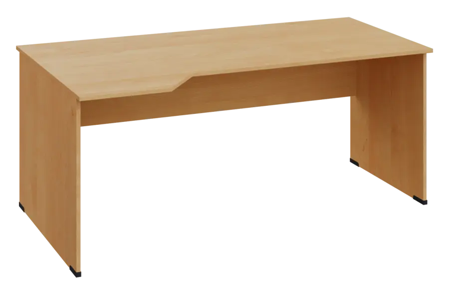 EZL 18 - 184 stůl kancelářský, rohový, levý, dřevěná podnož, deska 18 mm, široký 1800 mm, javor horský